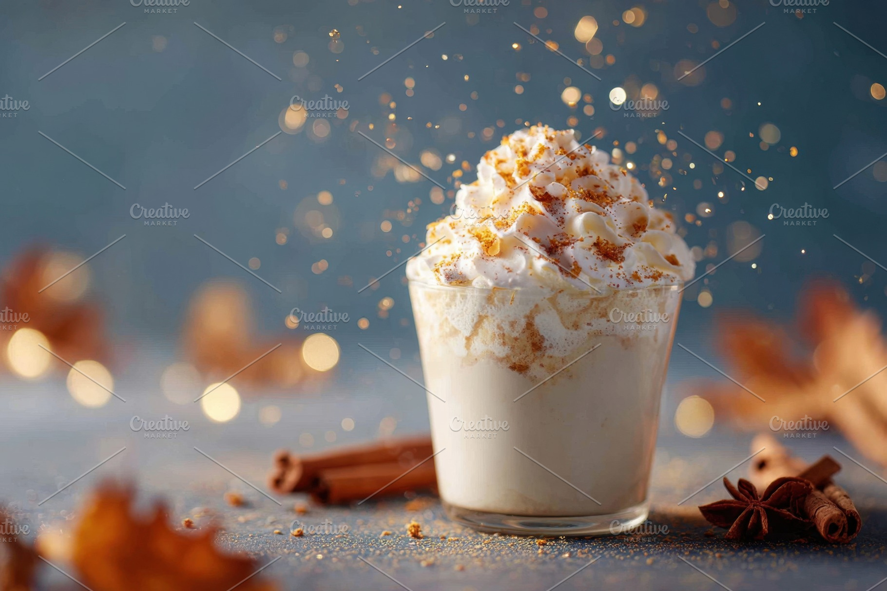 Autumn spiced beverage with whipped cream, a Food & Drink Photo by AlyaAnd