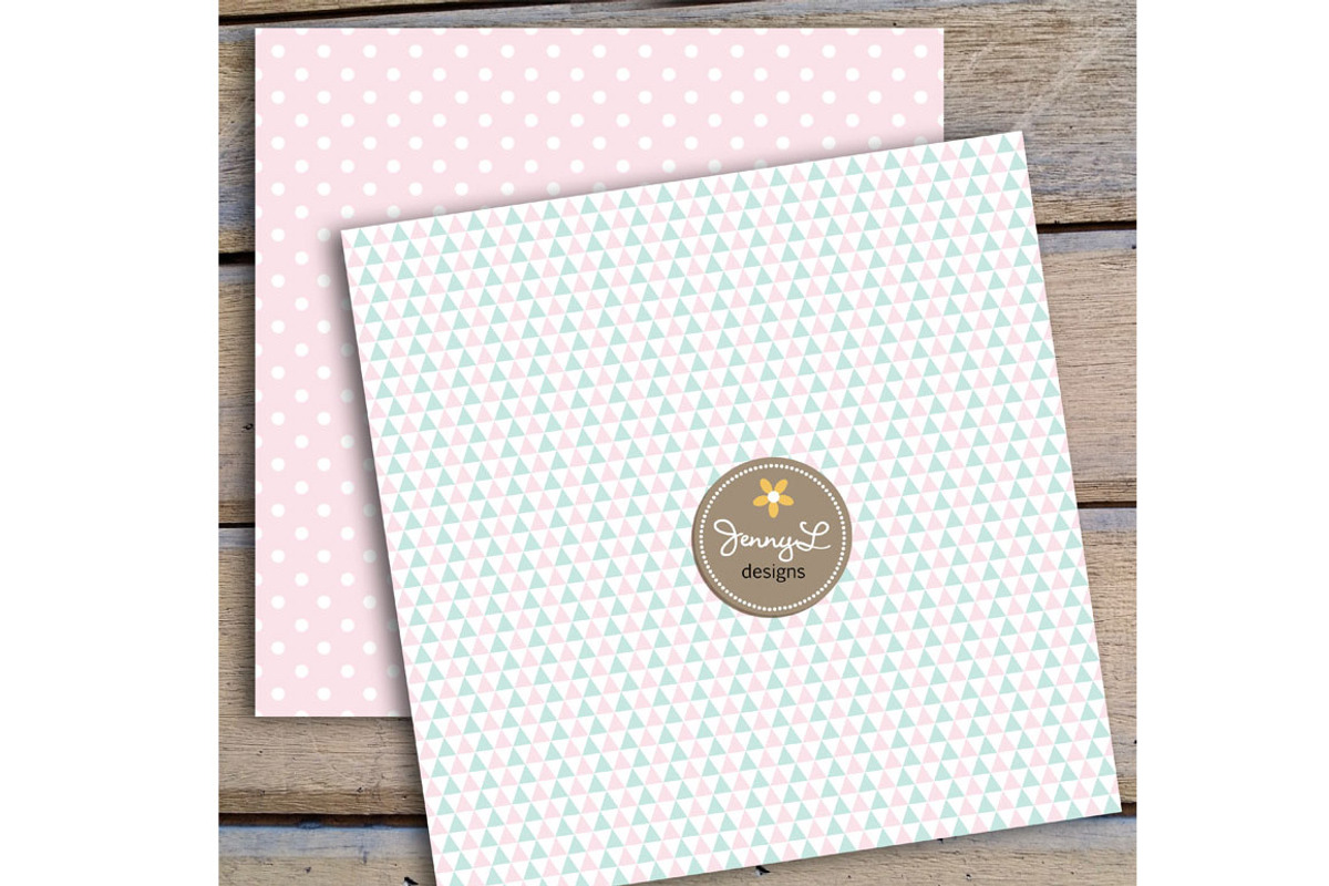 Mint and Pink Digital Papers, a Pattern Graphic by JennyL Designs (Photo 2 of 3)