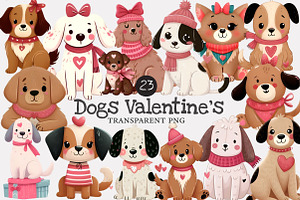 Whimsical Dogs Valentine's Day Clipa, an Illustration by Designworld