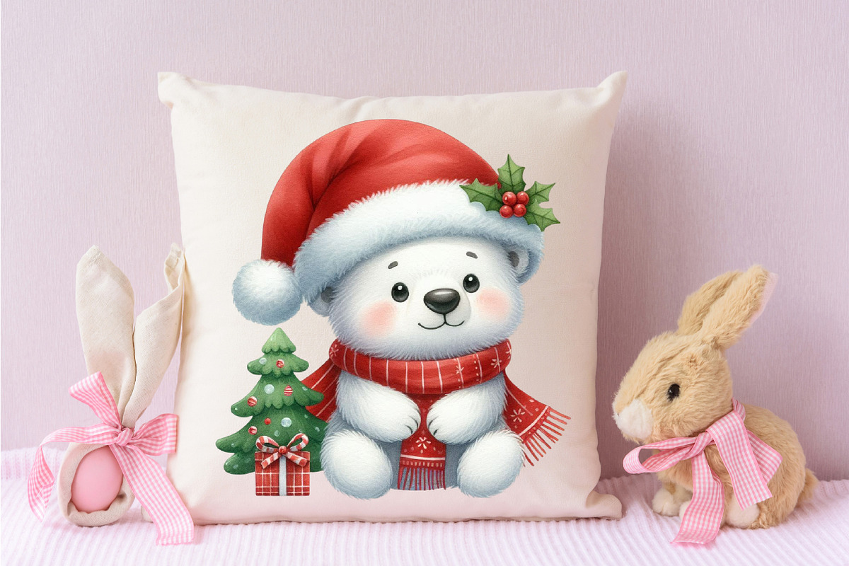Cute Christmas Polar Bear PNG, an Illustration by Designking (Photo 3 of 4)