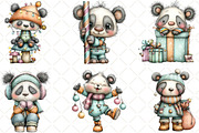 Whimsical Christmas Panda Clipart, an Animal Illustration by Black Bird Studio (Thumbnail 5 of 6)
