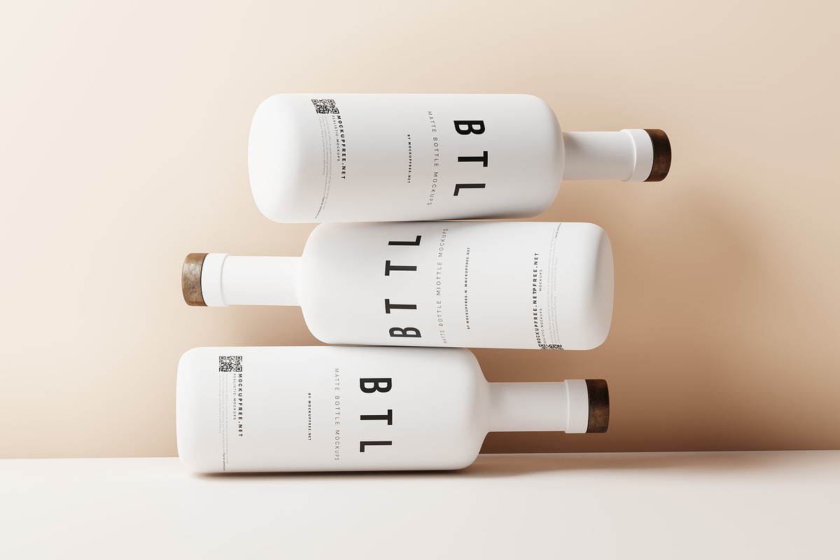 White Matte Bottle Mockups, a Cups & Container Mockup by MockupFree.Net (Photo 1 of 8)