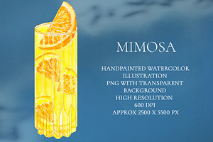 Mimosa Watercolor Cocktail