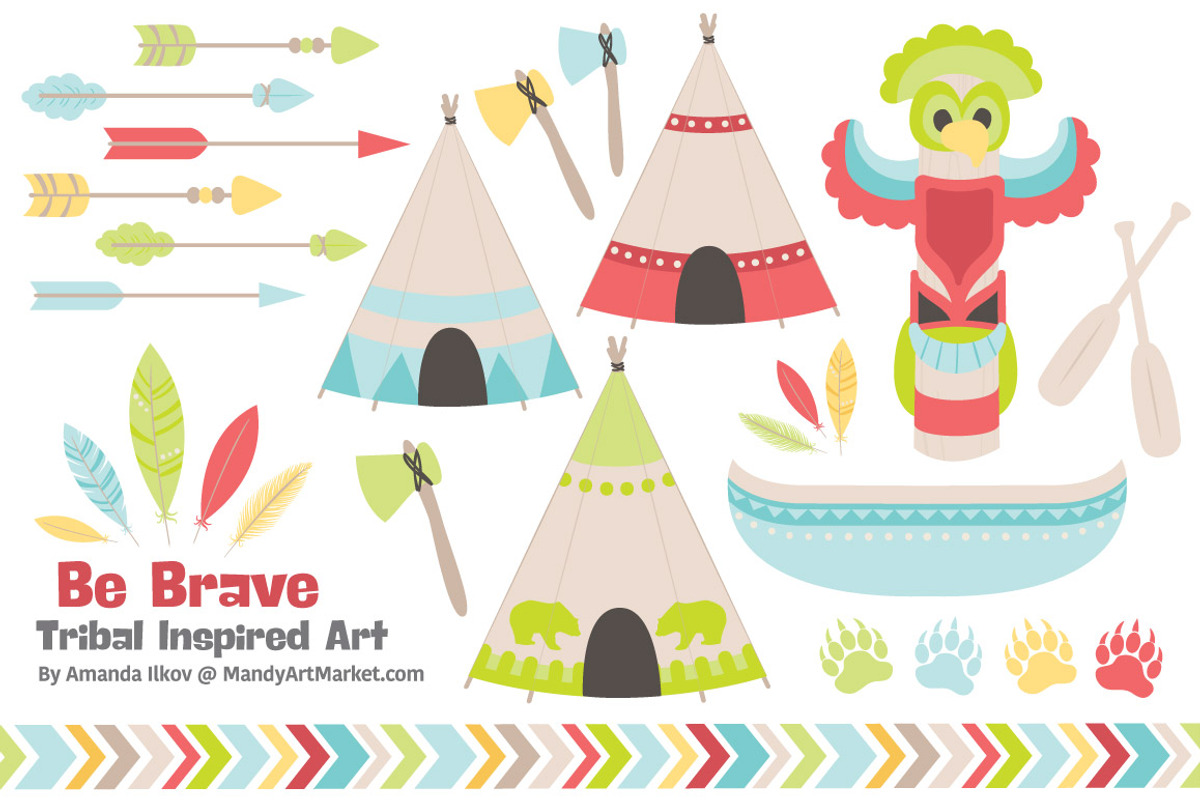 Spring Tribal Vectors & Clipart, an Illustration by Amanda Ilkov (Photo 1 of 4)