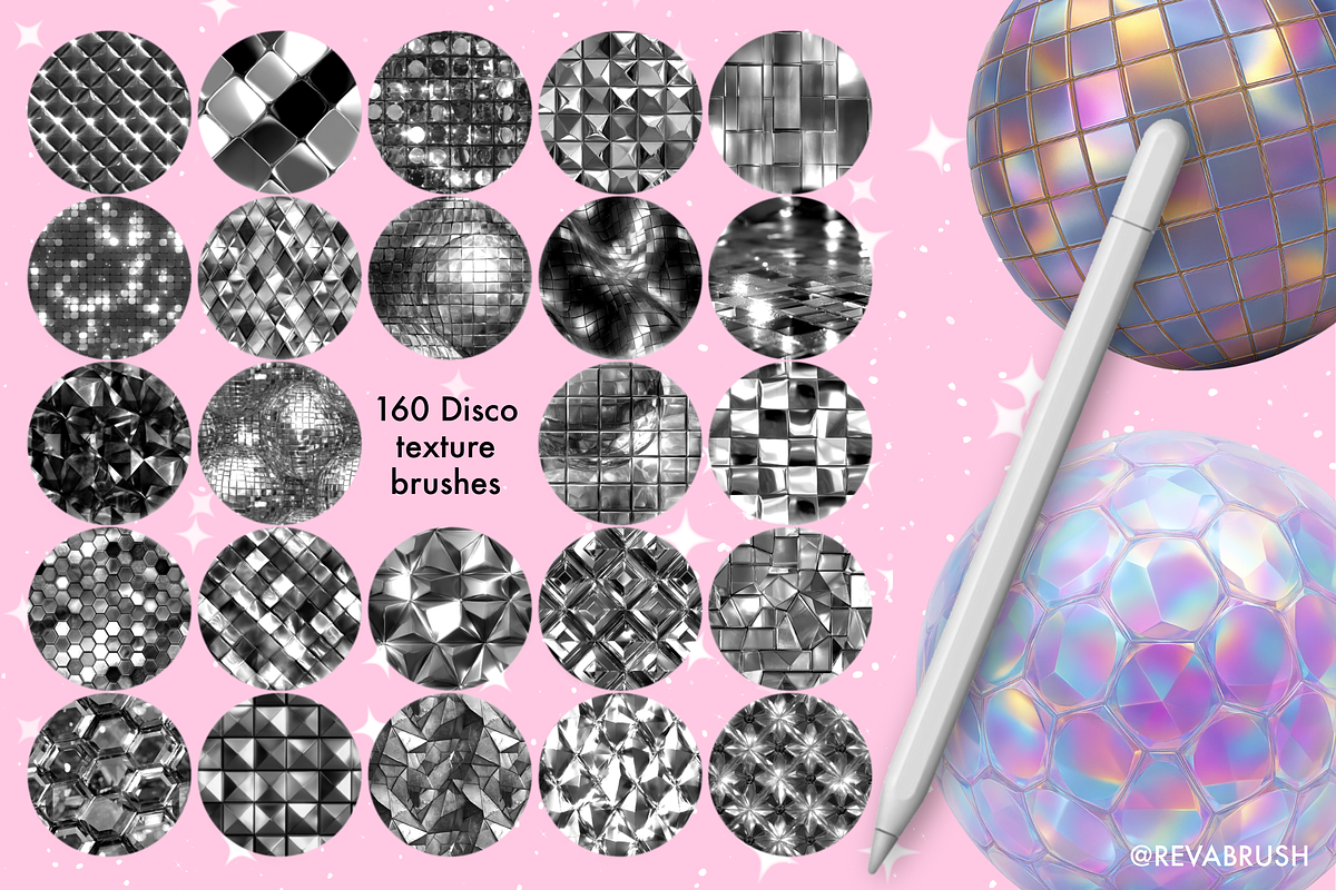 Procreate Disco texture brushes, a Brush Add-On by Revabrush (Photo 4 of 7)