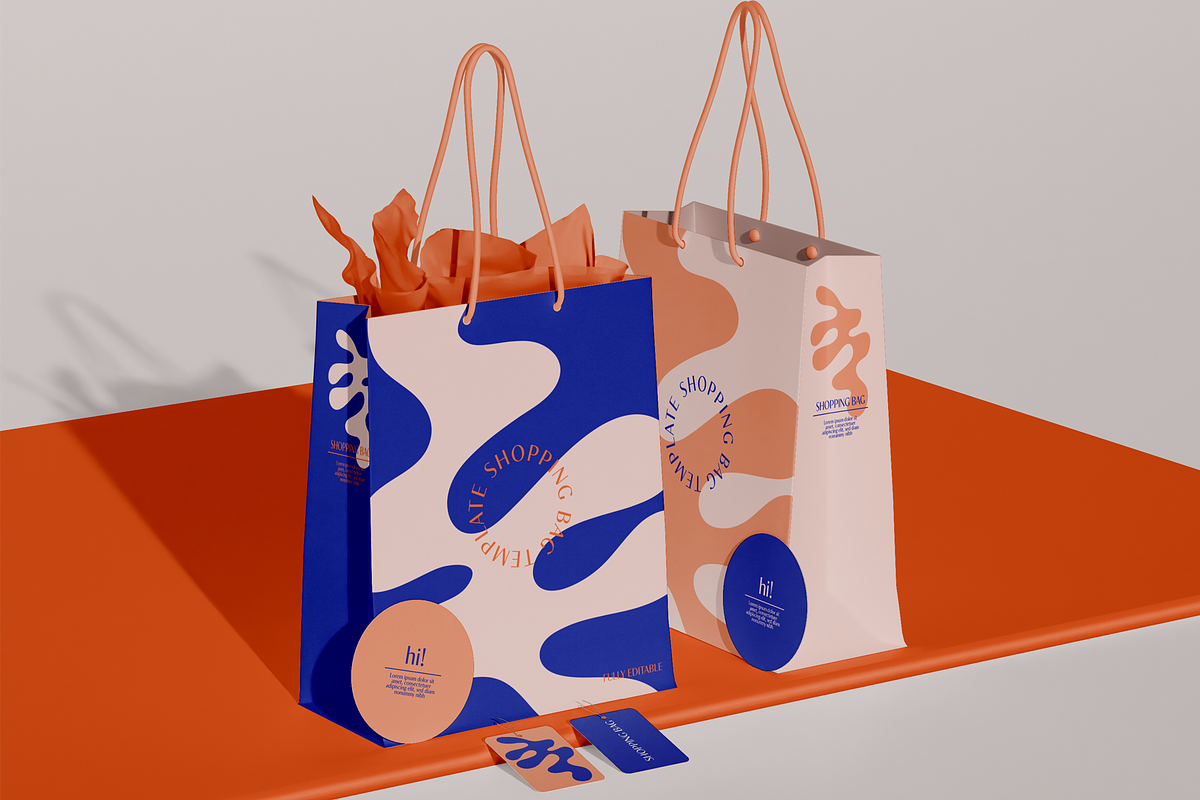 Two Bags with Labels Mockup, a Packaging Mockup by Hubzway (Photo 2 of 2)