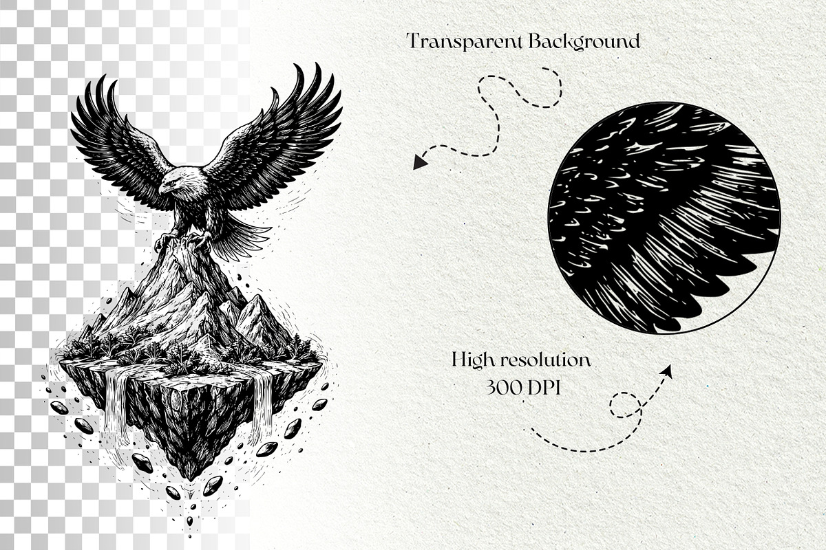 Eagle Wildlife Engraving Graphics, an Animal Illustration by DENIDigitalArtSudio (Photo 7 of 7)