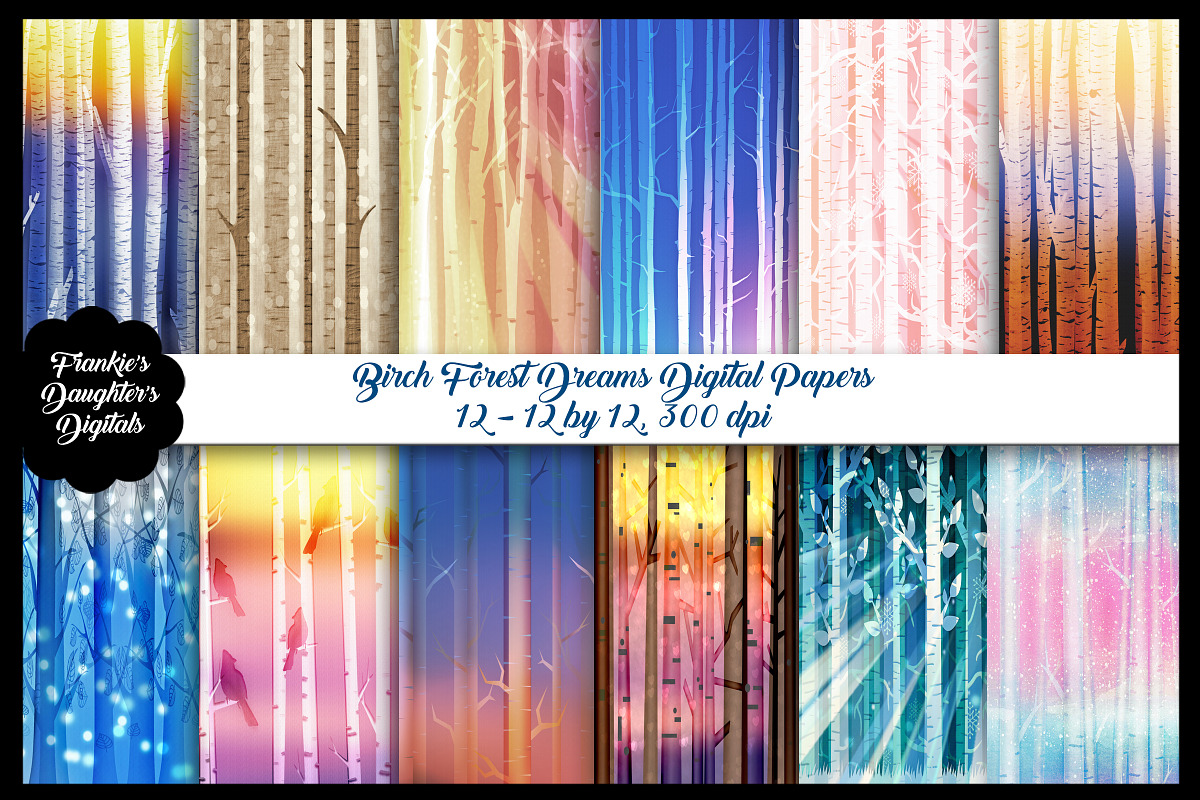 Birch Tree Forest Digital Papers, a Texture Graphic by ...