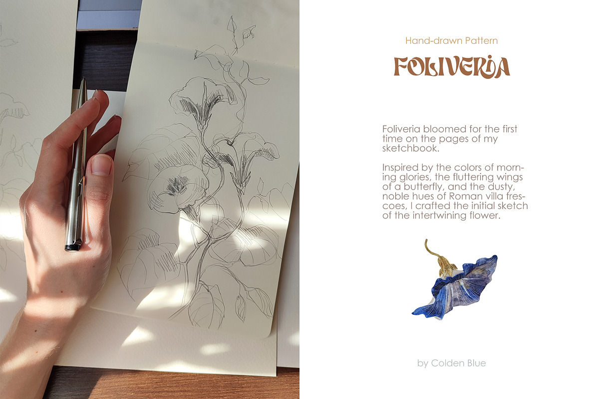 Foliveria. Hand-drawn Floral Pattern, a Pattern Graphic by Colden Blue (Photo 5 of 15)