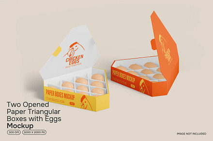 Two Opened Triangular Box egg mockup