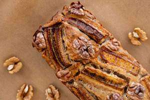 Home treat sweet loaf banana bread caramelized, a Food & Drink Photo by Photo Drive Studio
