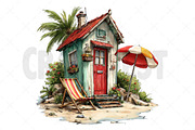 Whimsical Summer Beach Hut Clipart, an Illustration by Craft Nest (Thumbnail 12 of 12)