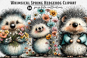 Whimsical Spring Hedgehog Clipart, an Illustration by Dream Creation (Thumbnail 1 of 7)