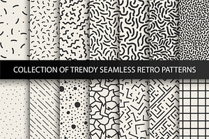 Trendy Seamless Patterns. 80-90s