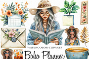 Watercolor Boho Planner Clipart, an Illustration by Craft Nest (Thumbnail 1 of 6)