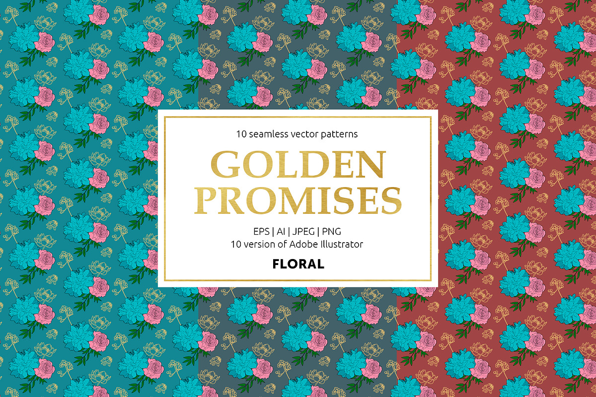 Golden Promises patterns collection, a Pattern Graphic by Designnina Shop