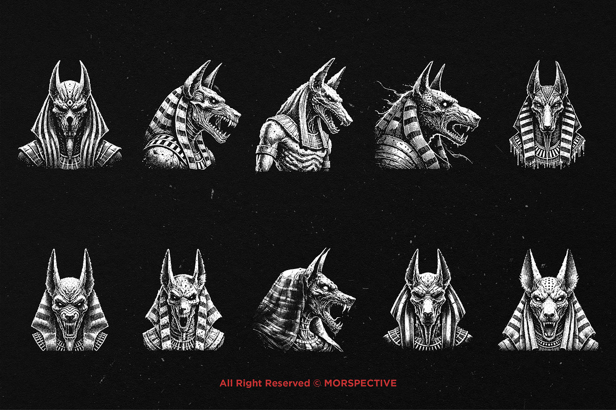 10 Bundle Dark Art Egypt Anubis, an Illustration by Morspective (Photo 6 of 7)