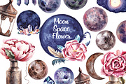 Moon Space Flower Spring clipart, an Illustration by SparklePixieStudio (Thumbnail 1 of 4)