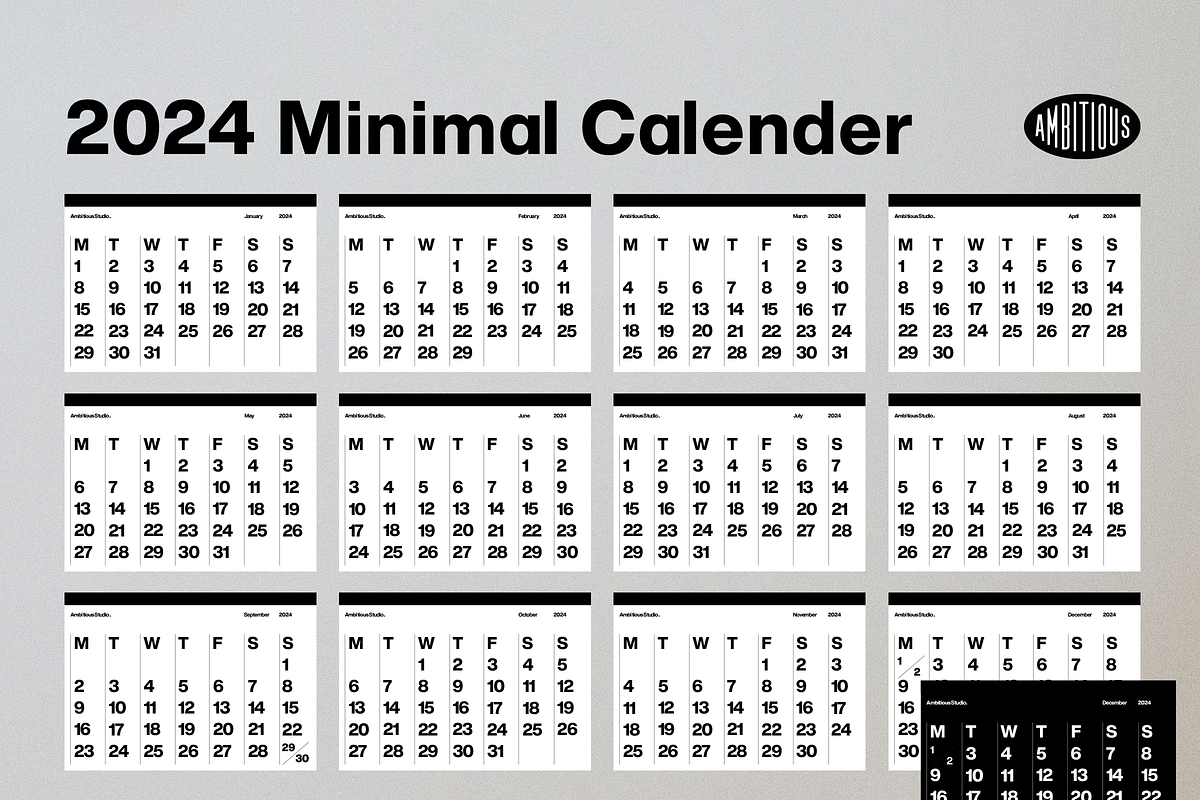 2024 Minimal A1 Helvetica Calendar, a Stationery Template by Ambitious Studio (Photo 3 of 3)