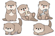 Baby Otter Character Set Collection, an Animal Illustration by Artpon Illustration (Thumbnail 3 of 3)