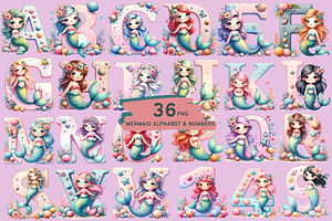 Cute Mermaid Display Font & Numbers