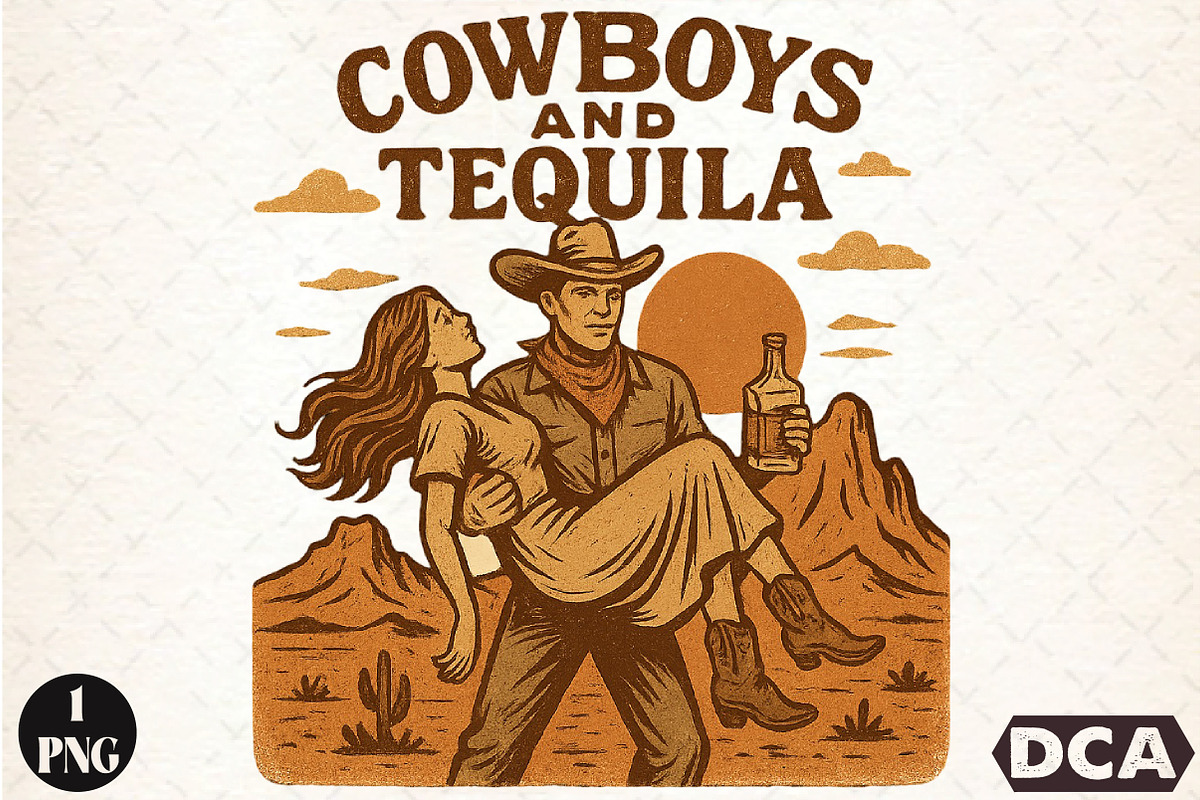 Cowboys and tequila PNG, an Illustration by DreamCafeArt (Photo 1 of 7)