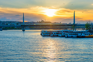 Istanbul city landscape sunset, an Architecture Photo by Vapi