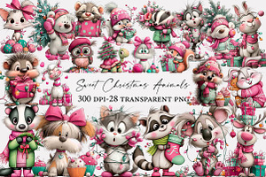 Sweet Christmas Animals clipart, an Illustration by Designworld
