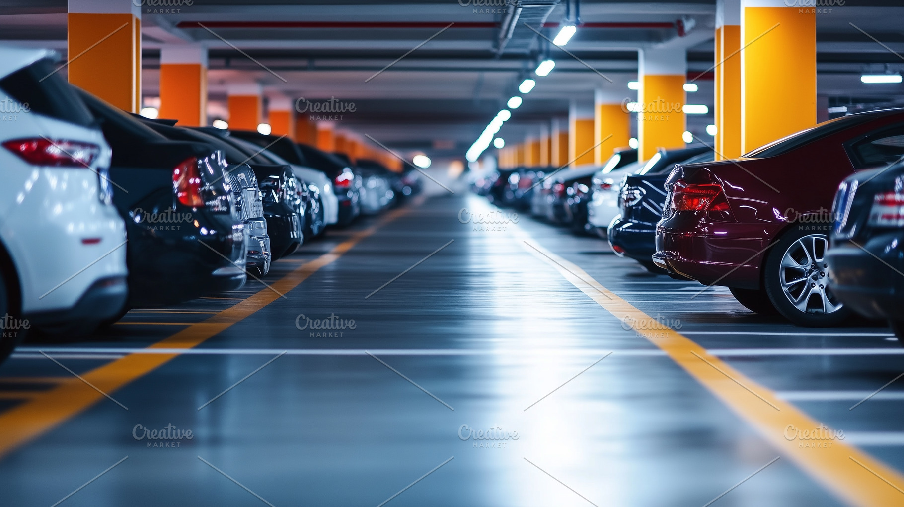 Parking lot full of cars, a Transportation Photo by MistyDay