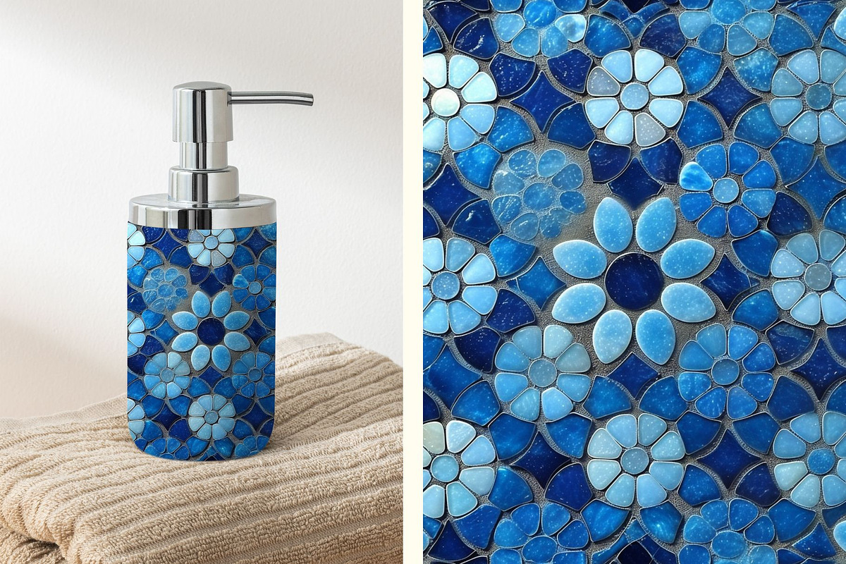 11 seamless mosaic blue pattern, a Pattern Graphic by ARTOZEN DIGITAL