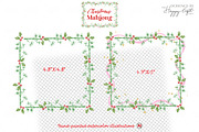Christmas Mahjong watercolor clipart, a Seasonal Illustration by TheHappyGiftArt (Thumbnail 4 of 8)