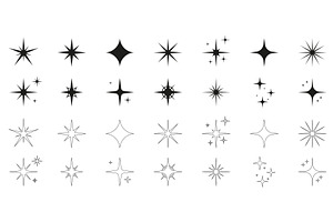 Sparkle Star Solid and Line Icons, an Object Illustration by Vector Creator
