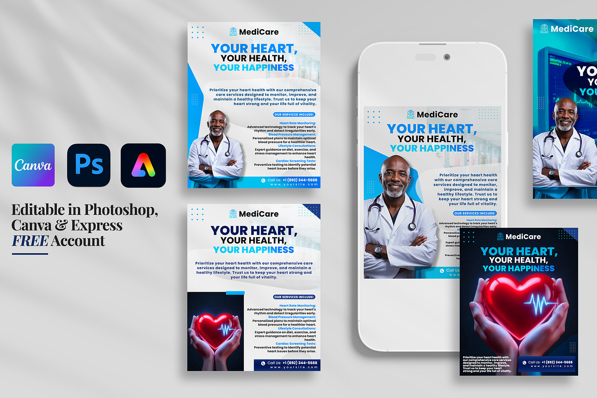 5 Doctor & Medicine Flyer Banners, a Social Media Template by PixelsDesign (Photo 1 of 3)