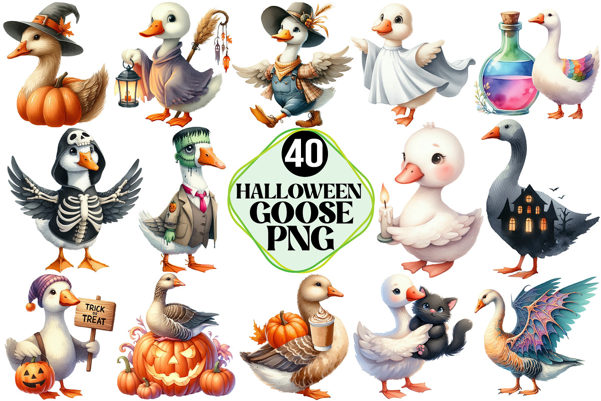 Halloween Goose Clipart, an Illustration by Pixels.Craft (Photo 1 of 7)