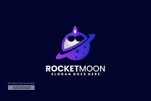 Rocket Moon Gradient Colorful Logo