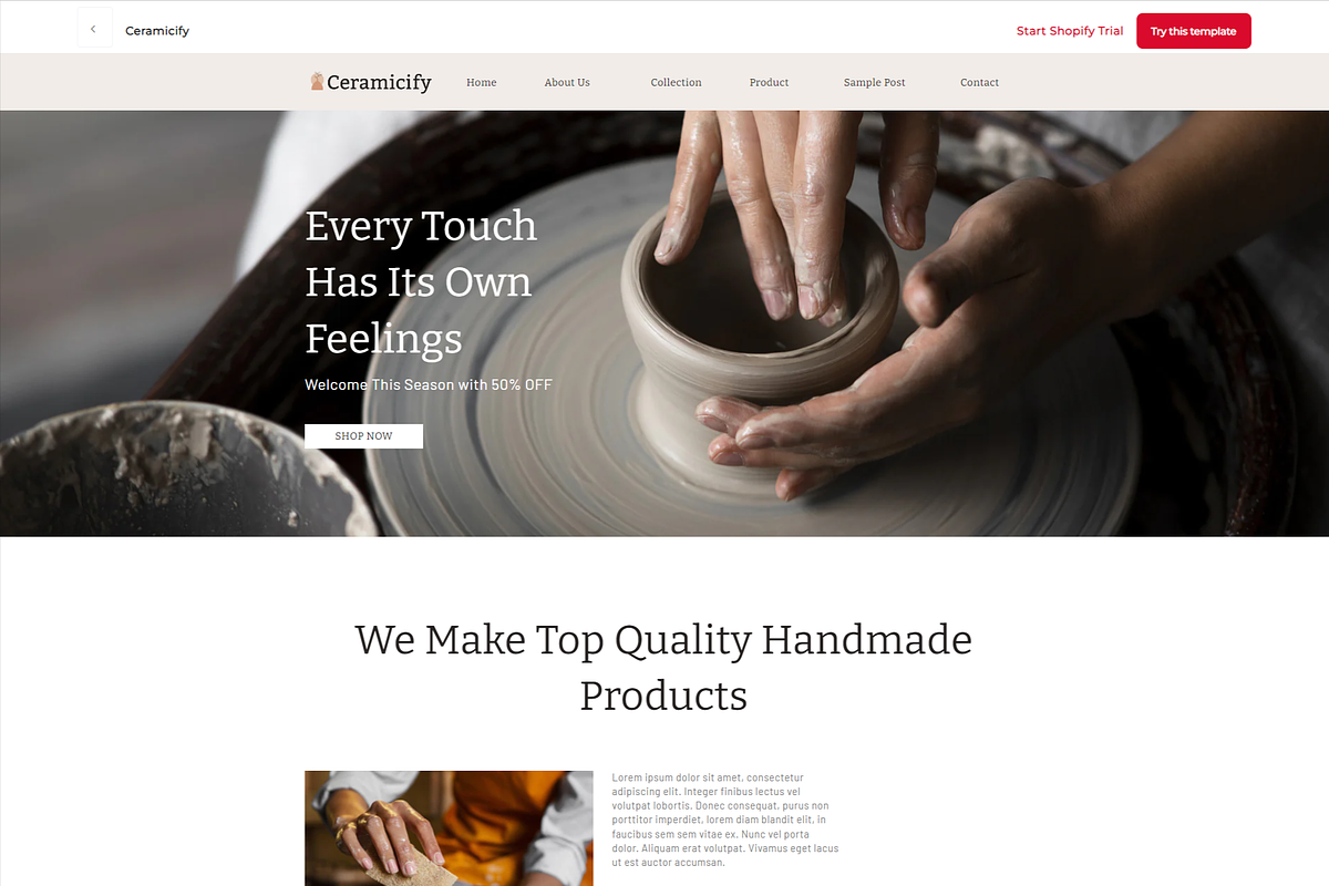 Ceramicify Pagefly Shopify Template, a Shopify Template by LTheme (Photo 1 of 2)