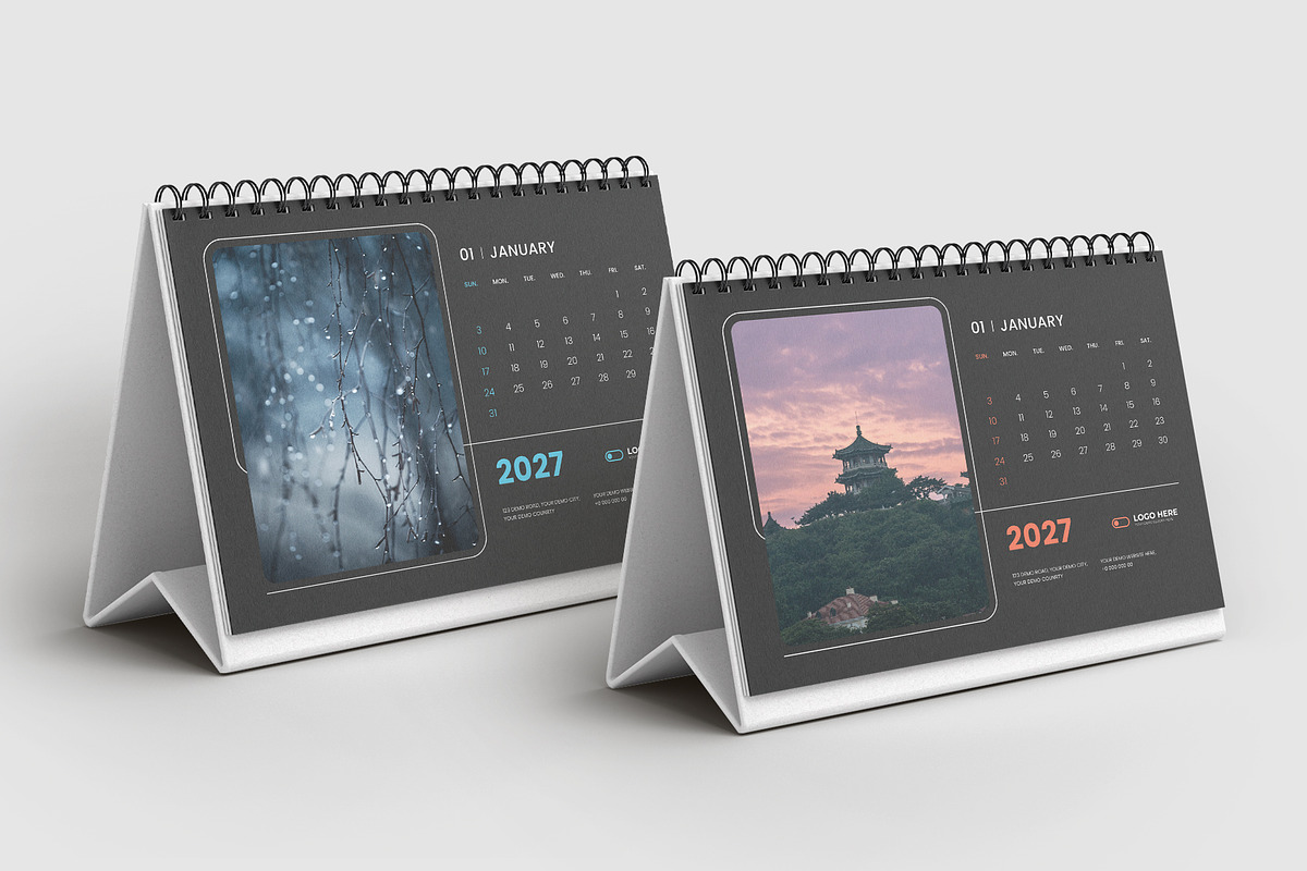 2027 Black minimal desk calendar, a Stationery Template by Tanmoy Topu (Photo 2 of 2)