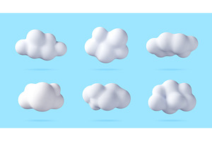 Set of 3d fluffy clouds isolated on, an Object Illustration by Abscent