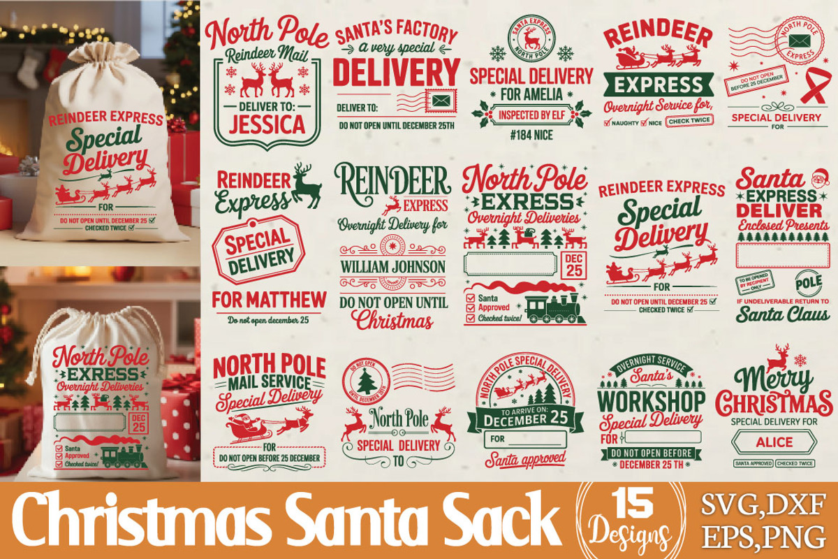 Christmas Santa Sack SVG Bundle, an Object Graphic by DollarSmart