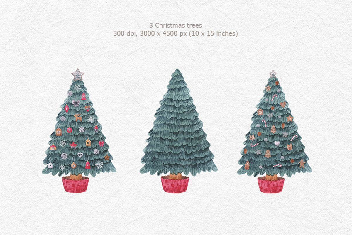 Watercolor clipart christmas trees, an Illustration by CreativeByLu (Photo 2 of 5)