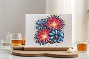 Fireworks 4th of July Watercolor Cli, an Illustration by SVGArt (Thumbnail 5 of 9)