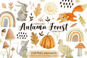 Watercolor autumn collection.