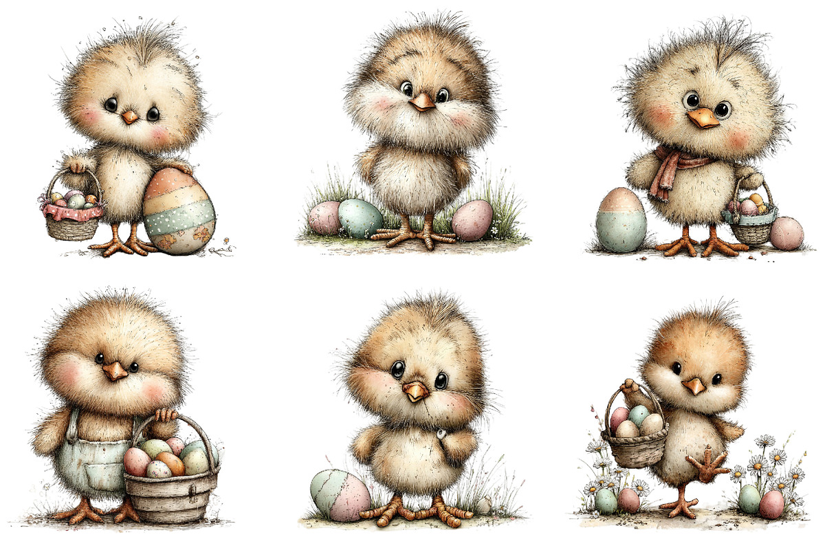 Whimsical Easter Chick Clipart, an Illustration by Dream Creation (Photo 2 of 6)