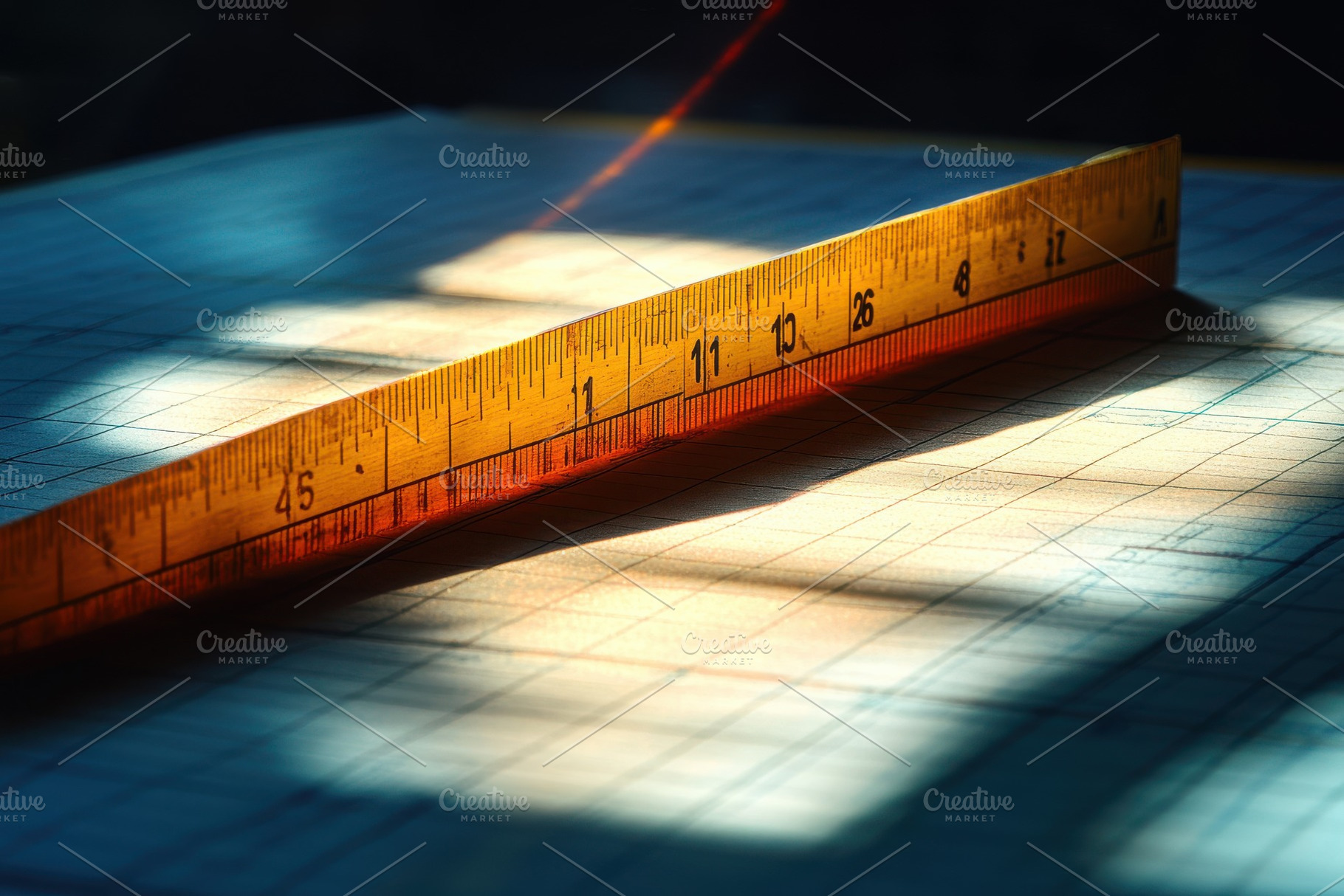 Wooden Ruler on Gridded Paper Sunlig, a Background Photo by Pixeness Studio