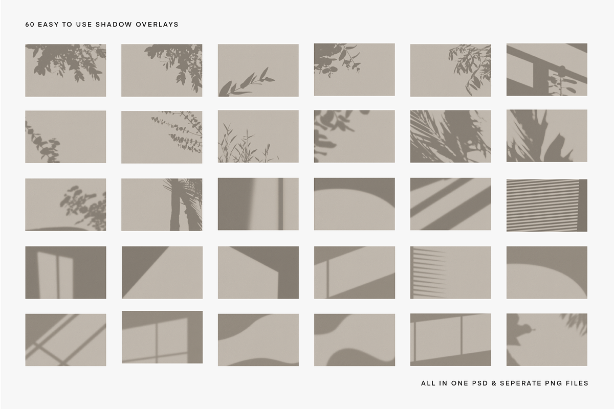 60 Shadow Overlay Pack | PSD + PNG, a Product Mockup by GRPXSTORE (Photo 3 of 17)
