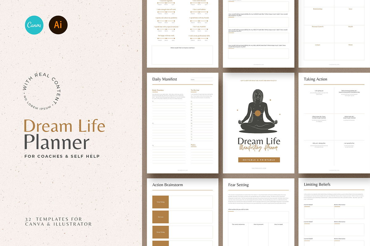 Dream Life Self Help Planners CANVA, a Templates & Theme by AndrewPixel (Photo 1 of 13)