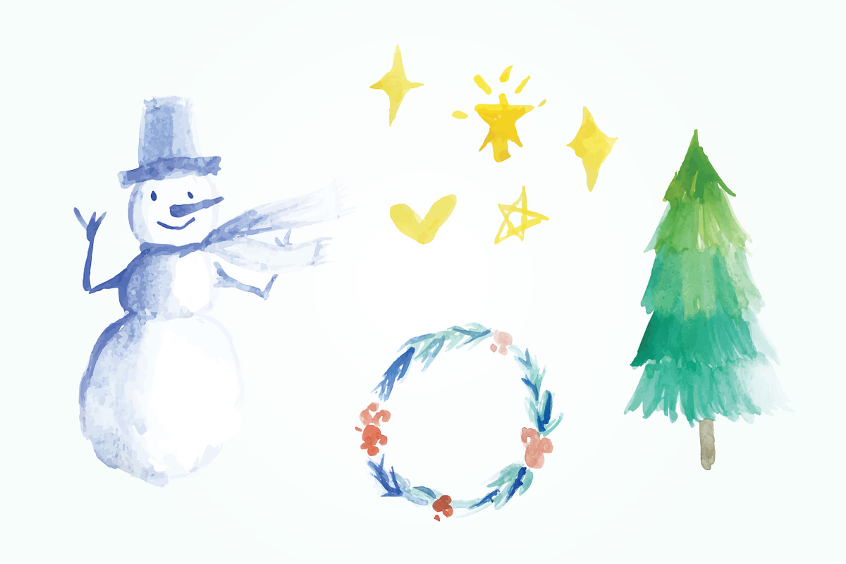 60 Christmas Watercolor  Clip Art, an Illustration by Qamber Designs & Media (Photo 7 of 13)