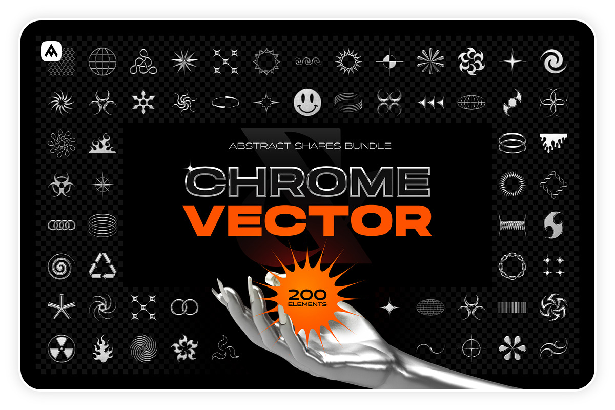 Chrome & Vector Abstract Shapes Pack, an Object Graphic by Samolevsky (Photo 1 of 25)