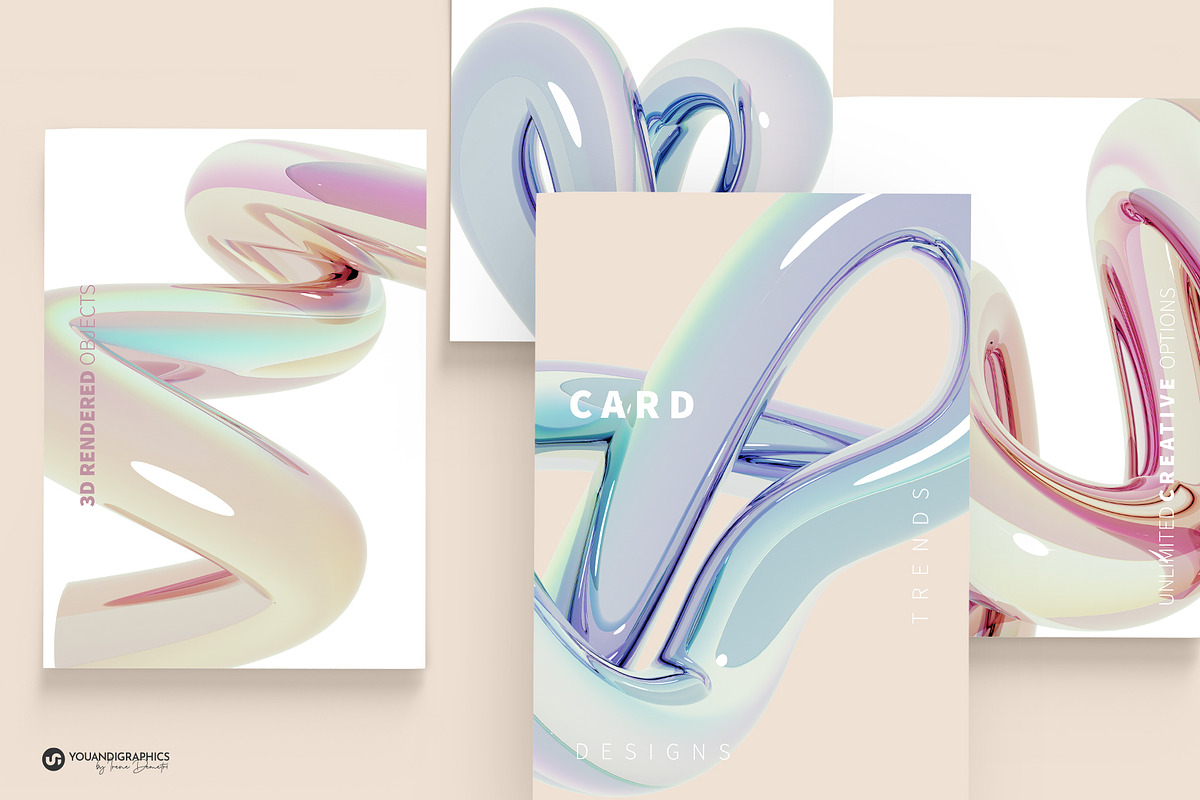 Glossy Abstract 3D Rendered Shapes, a Background Graphic by Youandigraphics (Photo 4 of 13)