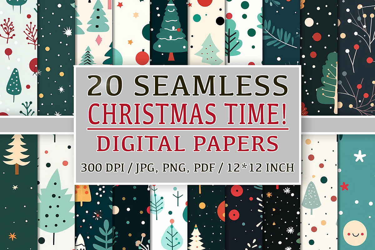 20 Seamless Christmas Time Patterns, a Pattern Graphic by Nordic Design (Photo 1 of 9)